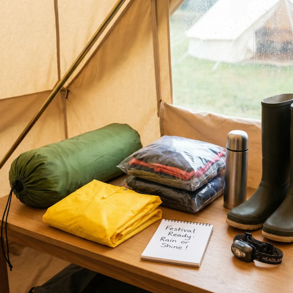 Producten bij slecht weer op meerdaags festival